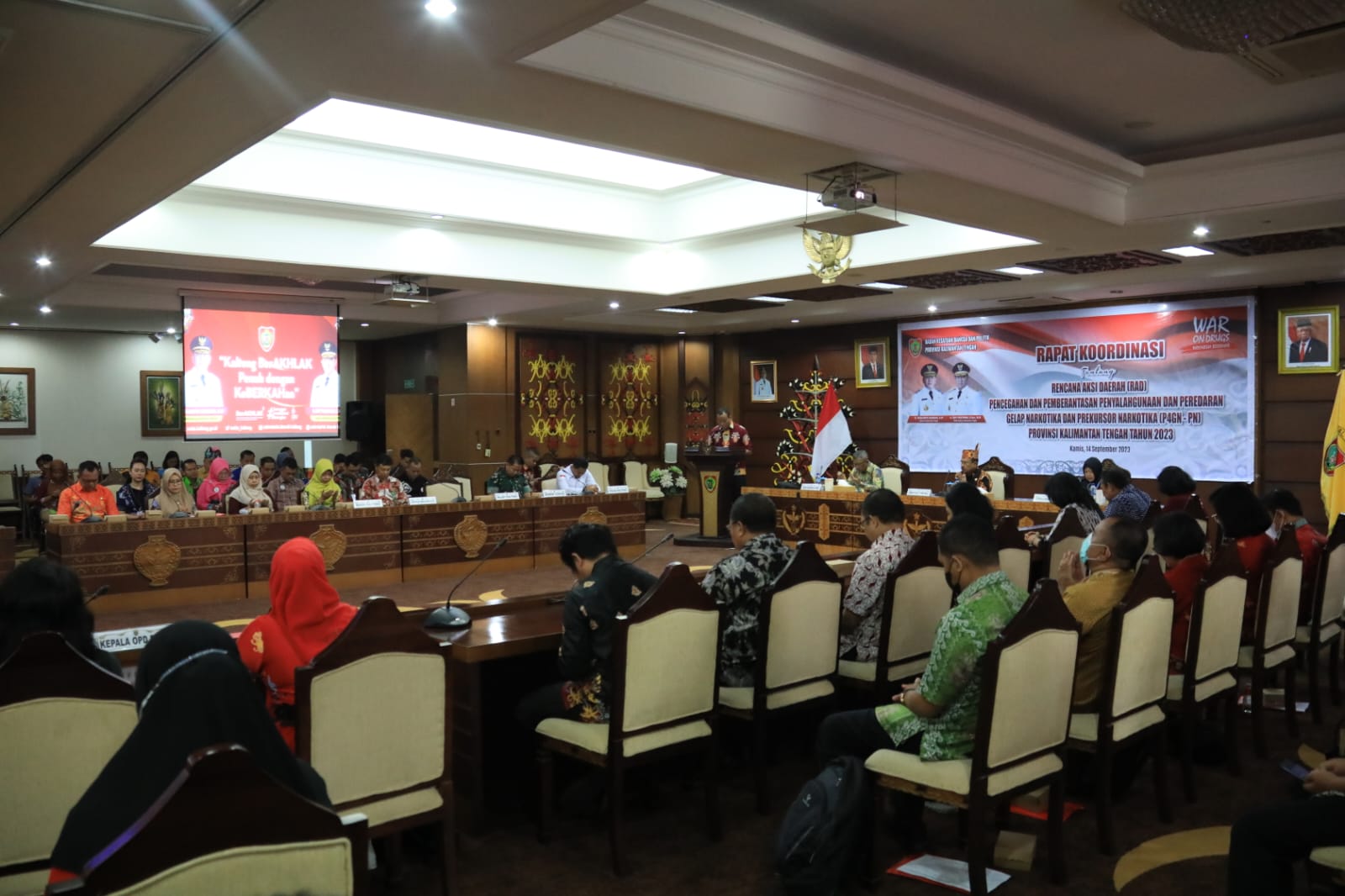 RAKOR: Sekda Kalteng, Nuryakin pimpin rakor pencegahan peredaran narkotika di Kalteng, Kamis(14/9/2023). (foto:ist)