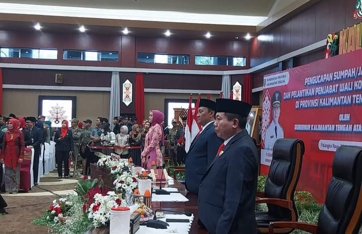 Ketua DPRD Provinsi Kalteng, Wiyatno saat menghadiri acara pengucapan sumpah janji jabatan dan pelantikan sepuluh penjabat kepala daerah di Aula Jaya Tingang, Kantor Gubernur Kalteng (FOTO : IST)