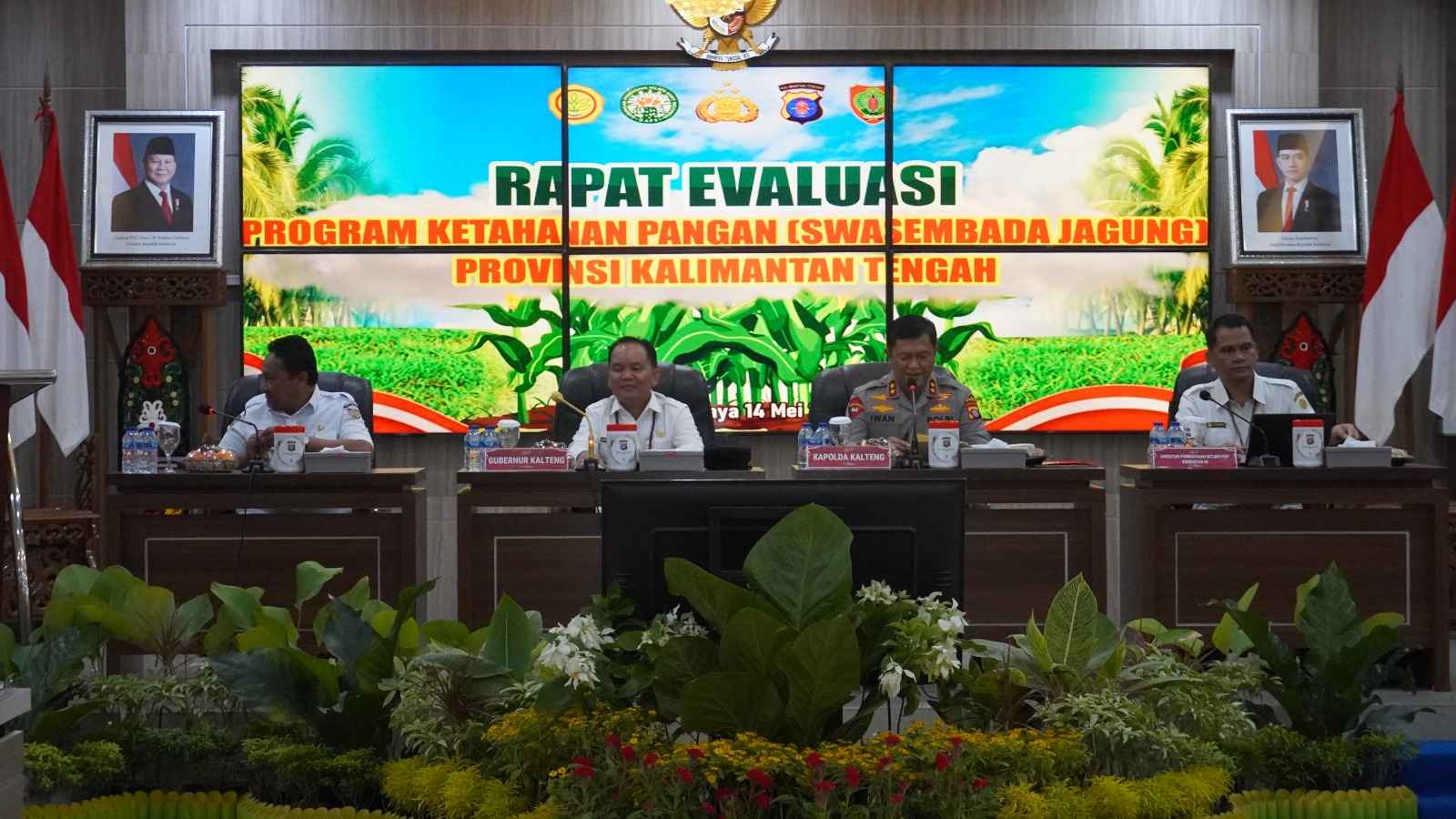 Gubernur Kalimantan Tengah, H. Agustiar Sabran hadiri Rapat Evaluasi Program Ketahanan Pangan (Swasembada Jagung) Provinsi Kalimantan Tengah (Kalteng), di Aula Arya Dharma Polda Kalteng, Rabu (14/05/2025).